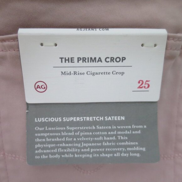 AG Cigarette Prima Mid Crop Jeans Rose Quartz Pink Size 25 - Picture 10 of 13